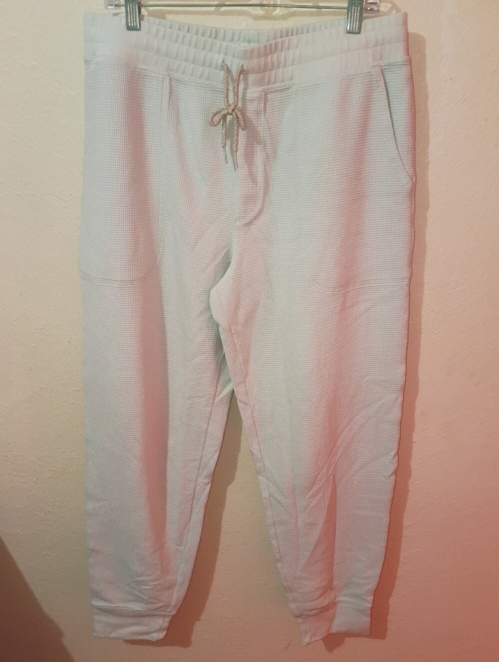 Mens Lands End Size Large Waffle Knit Drawstring Joggers